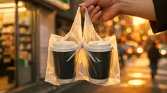 コンビニコーヒーを2杯でもこぼさない ビニール袋ひとつで安定する持ち運び術