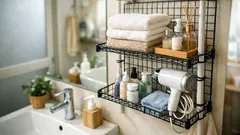 100均だけで洗面所に棚を増設する方法｜突っ張り棒×ワイヤーネットで穴あけ不要