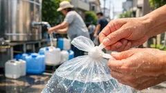 地震で断水したらレジ袋が給水タンク代わりに 水漏れしにくい結び方を解説