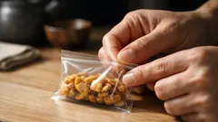 ポリ袋の口を縛らずに閉じる方法、爪でスーッと時短テク